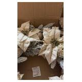 Elegant White Holiday Wreath, Glitter and White Accents, About 18 Inches Across