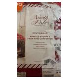 North Pole Trading Company Reversible Printed Sherpa and Faux Minn Comforter Christmas Holiday Themed Set for King Sized Bed