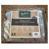Cotton Flannel 4-Piece Grey Ski Jump Cotton Queen Sheet Set