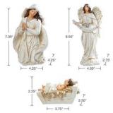 12Pcs Ivory Resin Nativity Figurines Set Christmas Nativity Sets Tabletop Scenes Ornaments Xmas Nativity Collectible Figurines Indoor Decor Miniatures Statues Figures10.00" x 26.00"