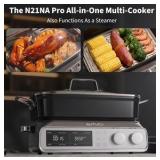 Pro Slow Cooker 10 Quart, 8-in-1 Programmable PFOA-Free Ceramic Coated Multi-Cooker with Grill Pan, Steaming Plate