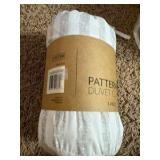 Puffed Rugged Stripes Light Gray Pattern Duvet Cover Set Ultra Soft Microfiber Bedding King/ Cal King Sized Bed, Comes With Two Pillow Covers and a Duvet Cover
