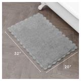 Laura Ashley Heathered Crochet Border Bath Rug - 20" x 32" - Dark Grey - Retail $30