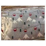 Cotton Flannel 4-Piece Grey Ski Jump Cotton Queen Sheet Set