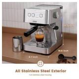 Gevi Espresso Machine with 58mm Portafilter & Milk Frother, 20 Bar Compact Expresso Machines for Home, Professional Espresso Coffee Machines for Cappuccino & Latte, Stainless Steel (Silver) Retail $14