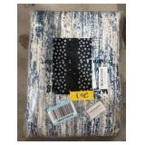 SIILOOM 5x7 Modern Abstract Area Rug for Bedroom, Navy Blue Gray Neutral Multi Large Super Soft Washable Rug with Slip-Resistant, Non-Shedding Rugs Indoor Door Mat for Home Décor Color Blue and Brown