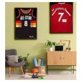 Jersey Wooden Frame Display Case -Shadow Box with 98% UV Protection Acrylic and Hanger for Baseball Basketball Football Hockey Sport Shirt and Uniform Black