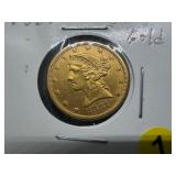 1881 $5.00 Gold Liberty Coin - 0.2419 Troy Oz. of Pure Gold