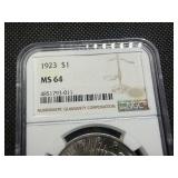 1923 Silver Peace Dollar - NGC MS64 - NGC Price Guide Value for an MS62 is $95