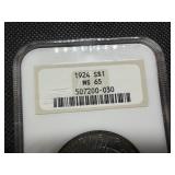 1924 Silver Peace Dollar - NGC MS65 - NGC Price Guide Value for an MS62 is $220