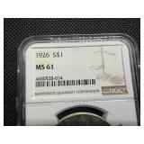 1926 Silver Peace Dollar - NGC MS61