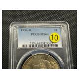 1934-D Silver Peace Dollar - PCGS MS64 - PCGS Price Guide Value for an MS64 is $650
