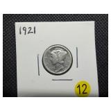 Key Date 1921 Silver Mercury Dime - Greysheet Wholesale Value for an F12 is $100