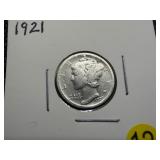 Key Date 1921 Silver Mercury Dime - Greysheet Wholesale Value for an F12 is $100