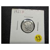 Key Date 1921-D Silver Mercury Dime - Greysheet Wholesale Value for an F12 is $150
