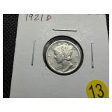 Key Date 1921-D Silver Mercury Dime - Greysheet Wholesale Value for an F12 is $150