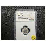 1937 Silver Mercury Dime NGC MS65 Full Bands - NGC Price Guide Value for an MS65 Full Bands is $48