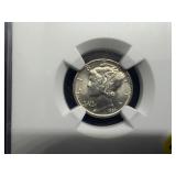1937 Silver Mercury Dime NGC MS65 Full Bands - NGC Price Guide Value for an MS65 Full Bands is $48