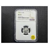 1942-D Silver Mercury Dime NGC MS65  - NGC Price Guide Value for an MS65  is $40