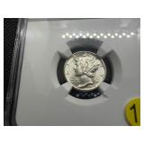 1942-D Silver Mercury Dime NGC MS65  - NGC Price Guide Value for an MS65  is $40