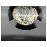 1942-D Silver Mercury Dime NGC MS65  - NGC Price Guide Value for an MS65  is $40