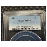 1944 Silver Mercury Dime PCGS MS65  - PCGS Price Guide Value for an MS65  is $55