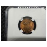 1945-D Lincoln Cent NGC MS66 RD - NGC Price Guide Value for an MS66 RD is $37.50