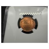 1945-S Lincoln Cent NGC MS66 RD - NGC Price Guide Value for an MS66 RD is $35