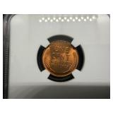1946-D Lincoln Cent NGC MS66 RD - NGC Price Guide Value for an MS66 RD is $30