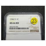 1946-S Lincoln Cent NGC MS66 RD - NGC Price Guide Value for an MS66 RD is $32.50