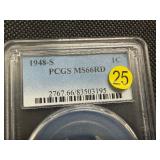 1948-S Lincoln Cent PCGS MS66 RD -  PCGS Price Guide Value for an MS66 RD is $26