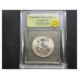 1952-S Franklin Silver Half Dollar  USCG MS64 FBL- Greysheet Wholesale Value for an MS64 FBL is $400