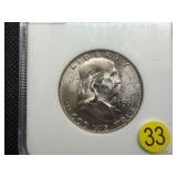 1956 Franklin Silver Half Dollar  NGC MS65 -  NGC Price Guide Value for an MS65 is $55