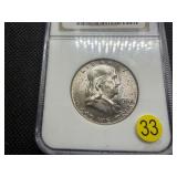 1956 Franklin Silver Half Dollar  NGC MS65 -  NGC Price Guide Value for an MS65 is $55