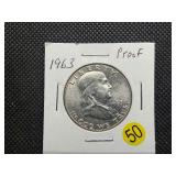1963 Proof Franklin Silver Half Dollar