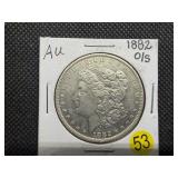 1882 O/S Silver Morgan Dollar Marked AU when Purchased - Greysheet Wholesale Value for an AU50 is $107
