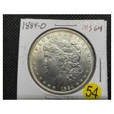 1884-O Silver Morgan Dollar Marked MS64 when Purchased - Greysheet Wholesale Value for an MS64 is $94