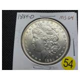 1884-O Silver Morgan Dollar Marked MS64 when Purchased - Greysheet Wholesale Value for an MS64 is $94