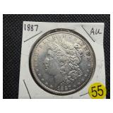 1887 Silver Morgan Dollar Marked AU when Purchased