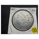 1887 Silver Morgan Dollar Marked AU when Purchased