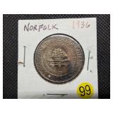 Better Date 1936 Toned Norfolk Commemorative Silver Half Dollar - Greysheet Wholesale Price for an XF40 is $215