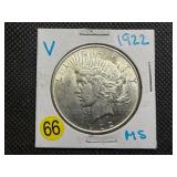 1922 Silver Peace Dollar Marked MS when Purchased
