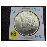 1922 Silver Peace Dollar Marked MS when Purchased