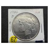 1922-D Silver Peace Dollar Marked AU when Purchased