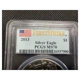 2013 1 Oz. First Strike Silver American Eagle  PCGS MS70 - Perfect Grade Coin!!