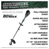 $222 Masterforce  80-Volt Brushless Cordless 16" String Trimmer - Attachment Capable