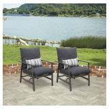 $549 Backyard Creations  Naples Nook Gray Deep Seating Rocking Patio Chair Set with Gray Cushions - 2 Pack