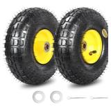 3 pack!! GICOOL 4.10/3.50-4 Rubber Tire and Wheel, with 2.25" Offset Hub, 5/8" Sealed Bearings, for Hand Truck Trolley Dolly Garden Wagon Wheel Replacement, Explorer Series)