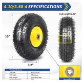 3 pack!! GICOOL 4.10/3.50-4 Rubber Tire and Wheel, with 2.25" Offset Hub, 5/8" Sealed Bearings, for Hand Truck Trolley Dolly Garden Wagon Wheel Replacement, Explorer Series)