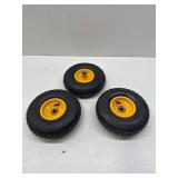 3 pack!! GICOOL 4.10/3.50-4 Rubber Tire and Wheel, with 2.25" Offset Hub, 5/8" Sealed Bearings, for Hand Truck Trolley Dolly Garden Wagon Wheel Replacement, Explorer Series)